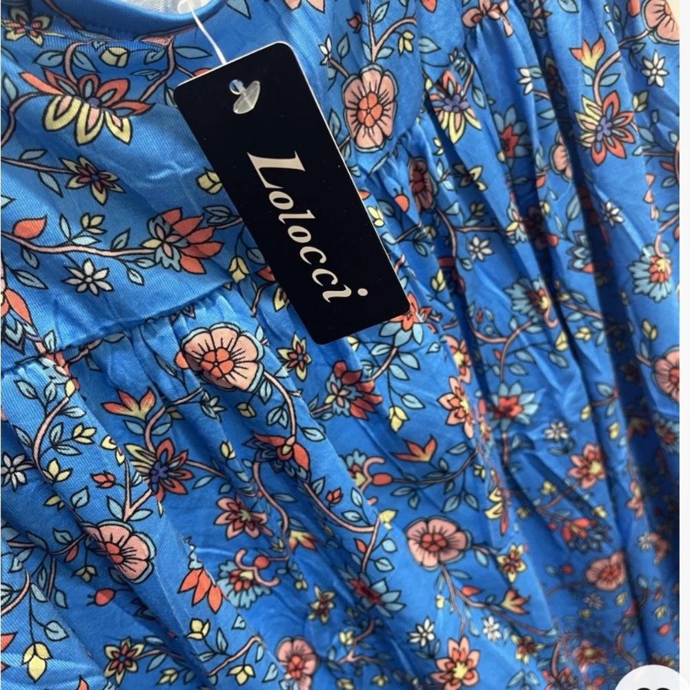 Elegant Blue Floral Midi Dress